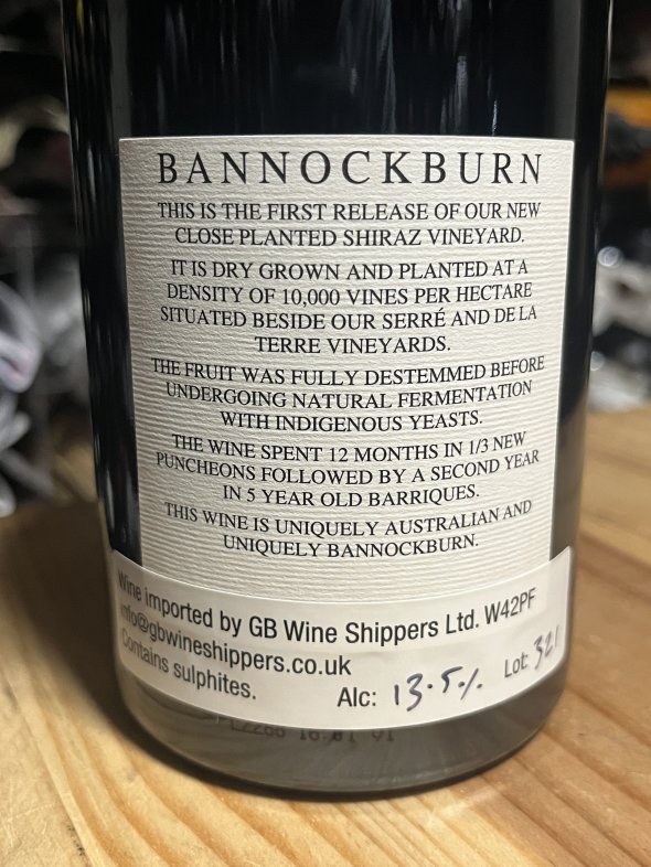 Bannockburn, De La Roche Shiraz, Geelong