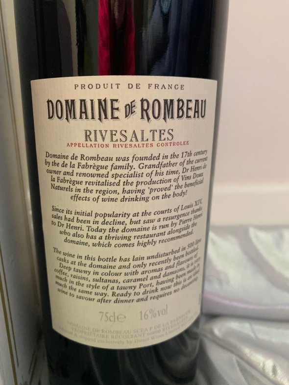 Domaine de Rombeau Rivesaltes, 1950