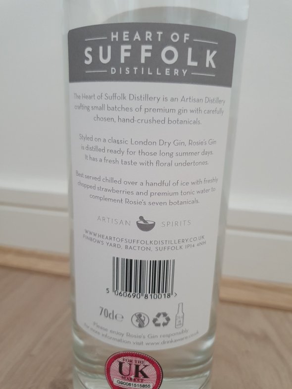 Heart of Suffolk Distillery Rosie's Gin