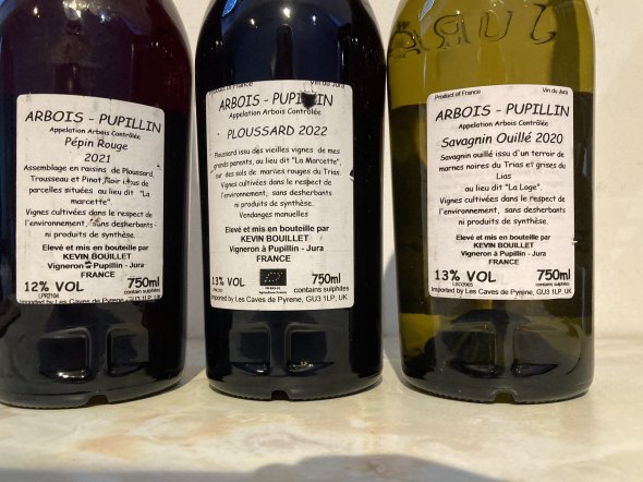 Ouill&eacute; Savagnin 2020 - La Marcette Ploussard 2022 - Pepin Rouge Trousseau/Pinot Noir 2022 Kevin Bouillet, ARBOIS