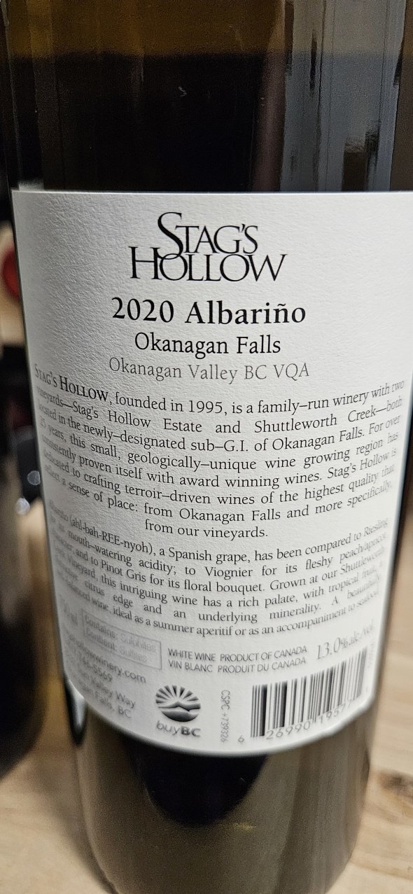 Stags Hollow Shuttleworth Creek Vineyard Albarino 