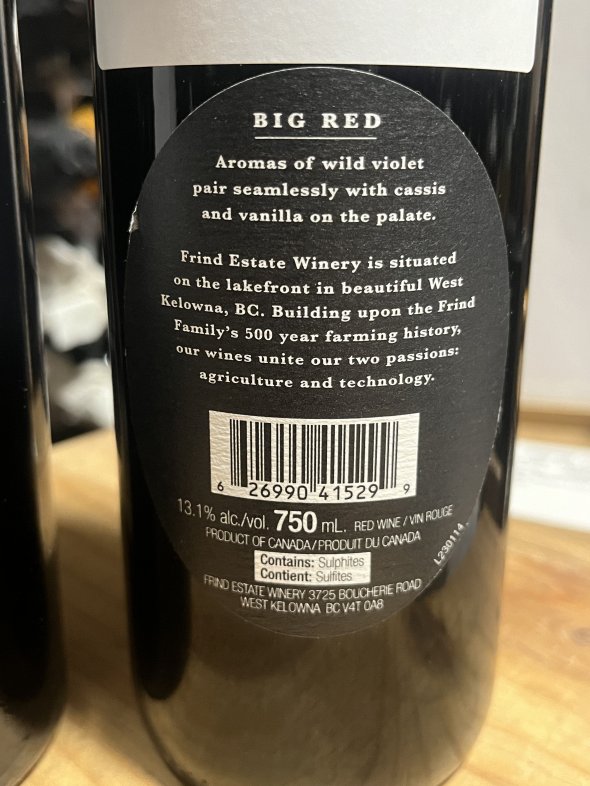 Canadian red trio: Frind Estate Winery, Okanagan Valley 2019/21
