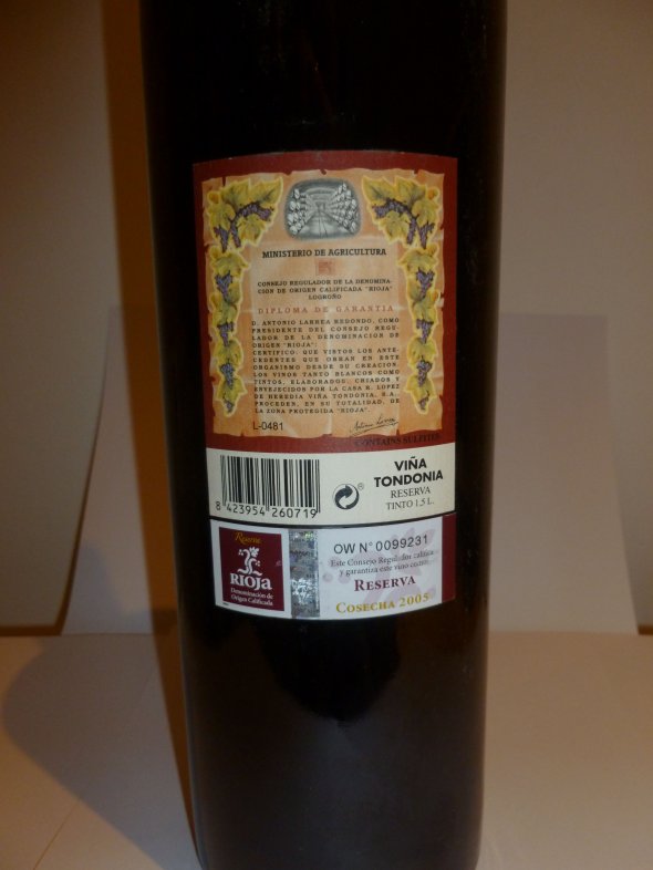 Lopez R, Vina Tondonia Reserva