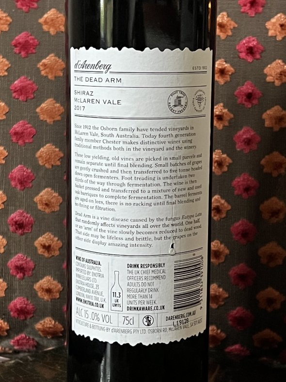 d'Arenberg, The Dead Arm Shiraz, McLaren Vale