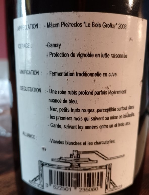 BOIS GROLIER - MACON PIERRECLOS