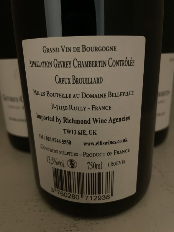 Gevrey Chambertin `Creux Brouillard` Domaine Belleville