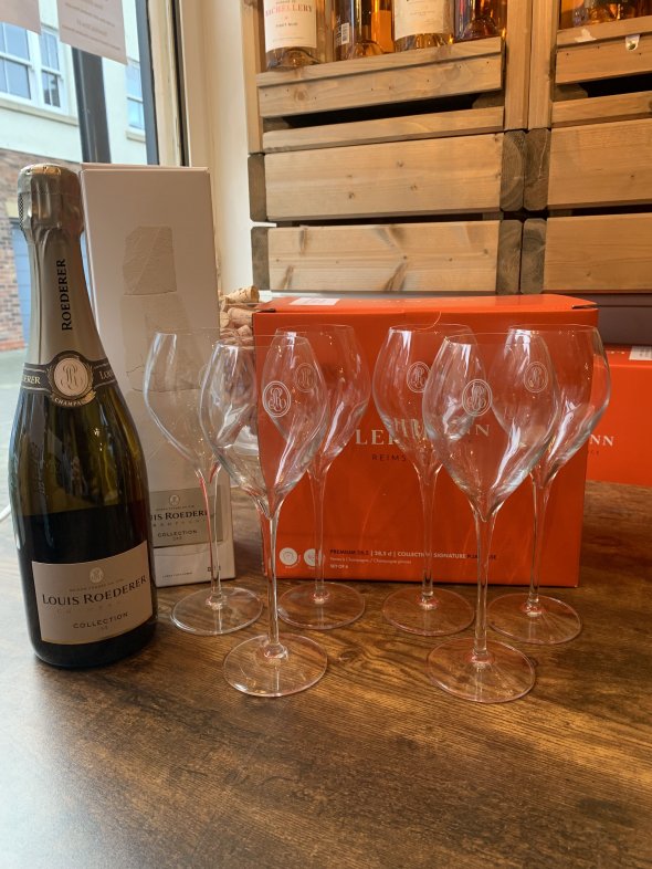 1 Louis Roederer Collection 244 + 6 Lehman Champagne Glasses