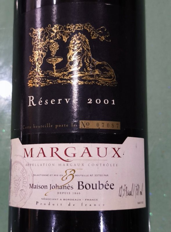 Maison Johanes Boubee, Margaux, Reserve.