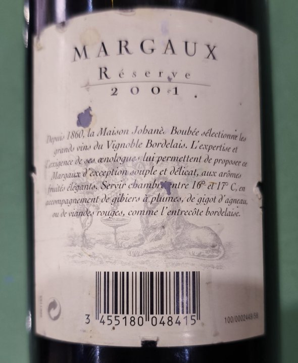 Maison Johanes Boubee, Margaux, Reserve.