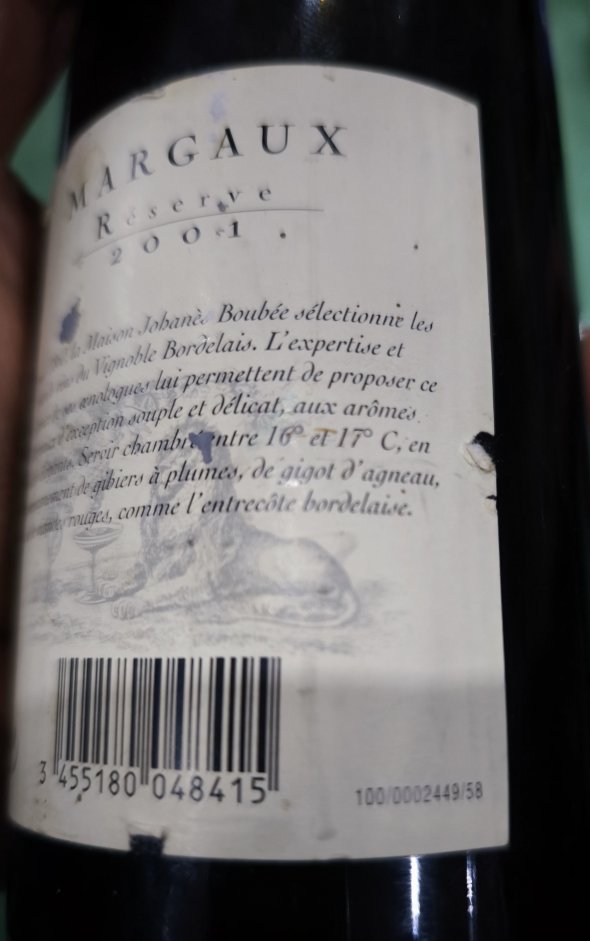 Maison Johanes Boubee, Margaux, Reserve.