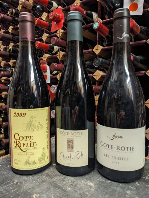 Mature Cote Rotie selection Burgaud 2009 / Clusel Roch 2010 / Garon 2013