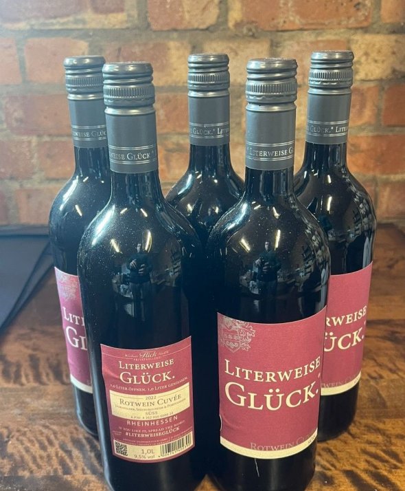Weinhaus Flick Literweise Gl&uuml;ck Rotwein Cuv&eacute;e S&uuml;ss 