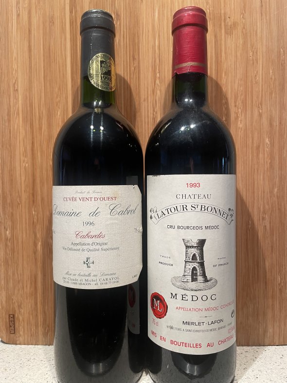Chateau Latour St Bonnet, Cru Bourgeois 1993. Domaine de Cabrol, Cuv&eacute;e Vent d'Ouest 1996