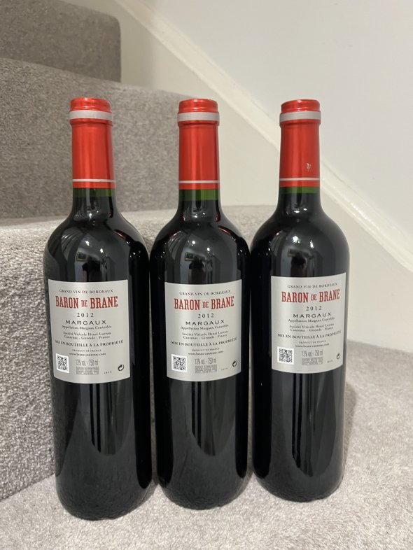 2012 (3 bottles) Baron de Brane, Brane Cantenac Margaux