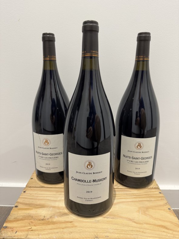 2019 Nuit Saint Georges 1er cru Les Pruliers 2x150cl and 2019 Chambolle Musigny 1x150cl