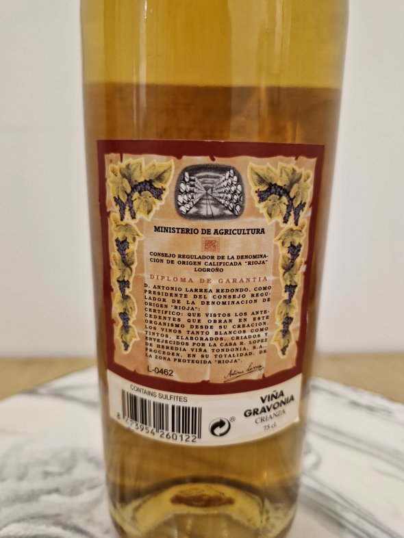 Lopez Heredia, Vina Gravonia Crianza Blanco, Rioja