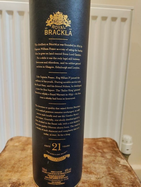 Royal Brackla (Cawdor Estate), Highland Single Malt Whisky, Aged 21 years