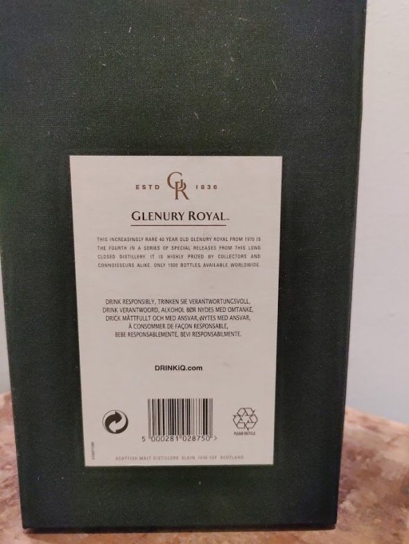 Glenury Royal, Highland Single Malt 40YO, Highlands , Distilled 1970