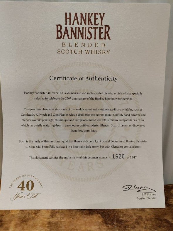 Hankey Bannister, Blended Scotch Whisky 40YO