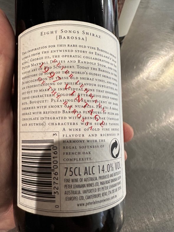 Peter Lehmann, Eight Songs Shiraz, Barossa Valley