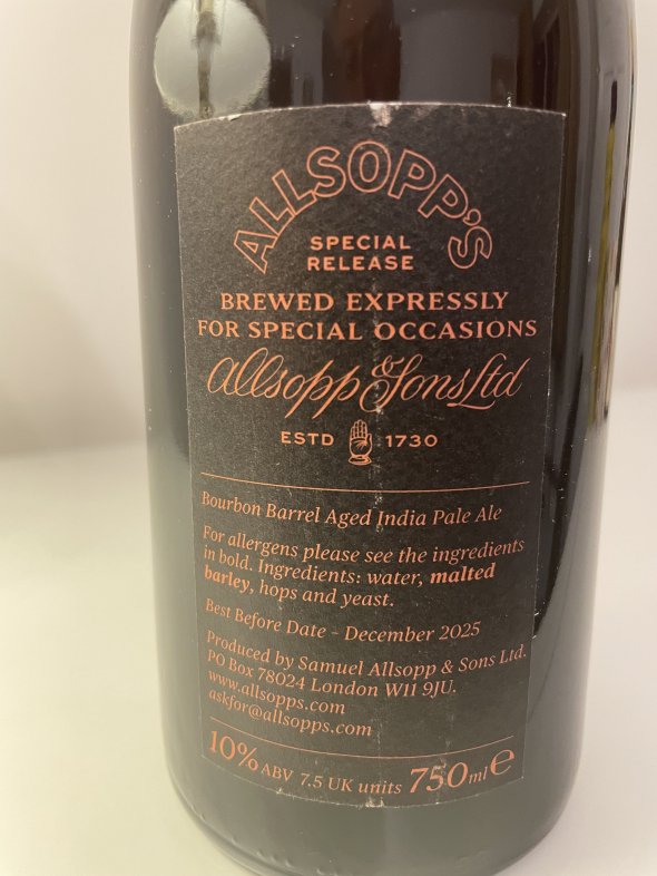 Allsopp&rsquo;s Special Occasions India Pale Ale 10% Bourbon Barrel Aged in Wooden Presentation case