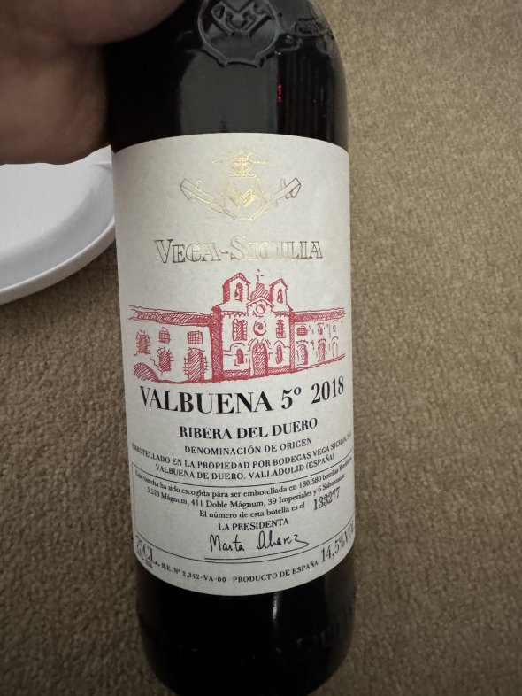 Vega Sicilia, Valbuena 5.&deg;, Ribera del Duero DO