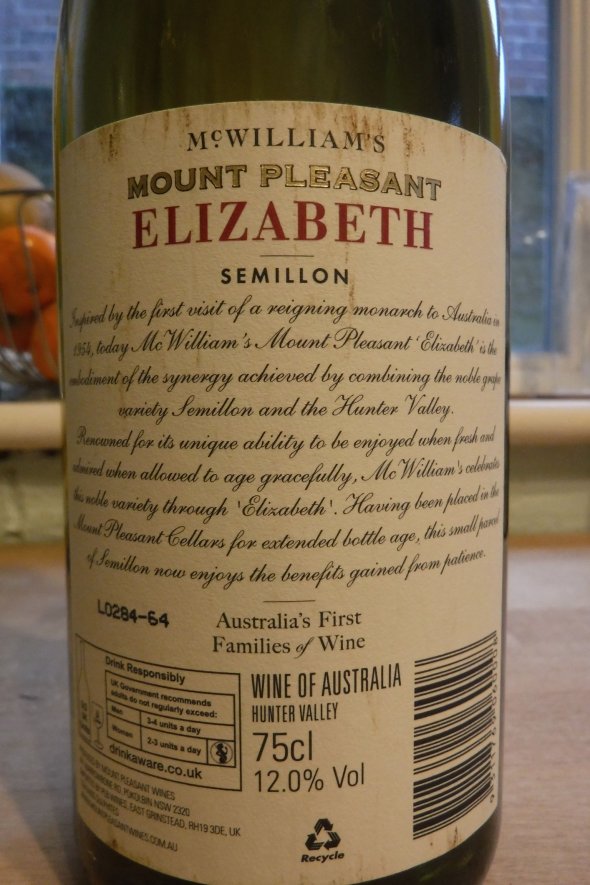 Mount Pleasant (McWilliams), Semillon Elizabeth, Hunter Valley
