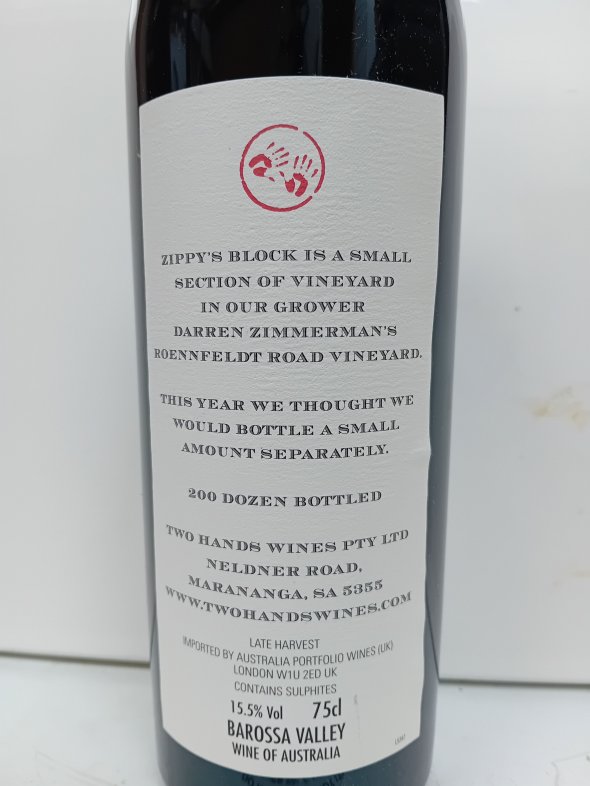 Two Hands, Zippy's Block Roennfeldt Road Shiraz 98pts RP