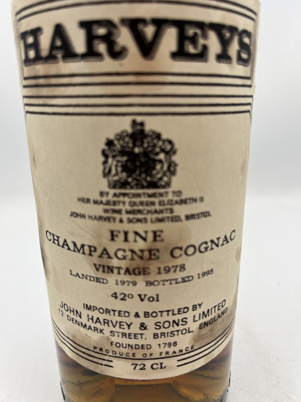 Harveys Fine Champagne Cognac Vintage 1978 Landed 1979 