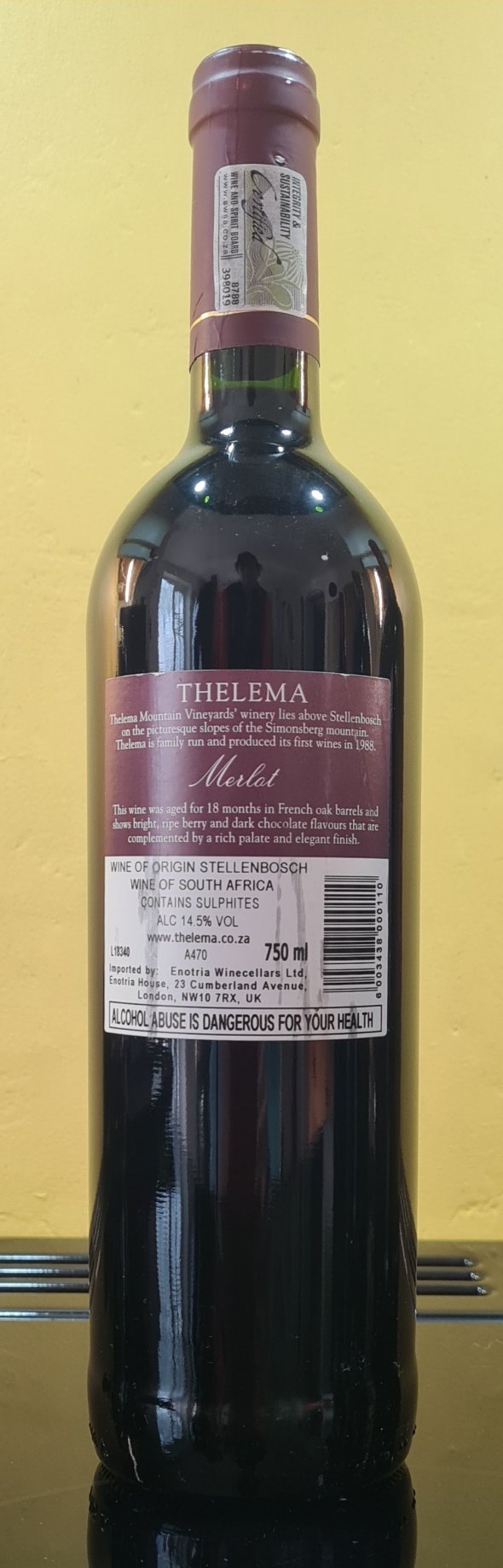 Thelema, Mountain Vineyard Merlot, Stellenbosch