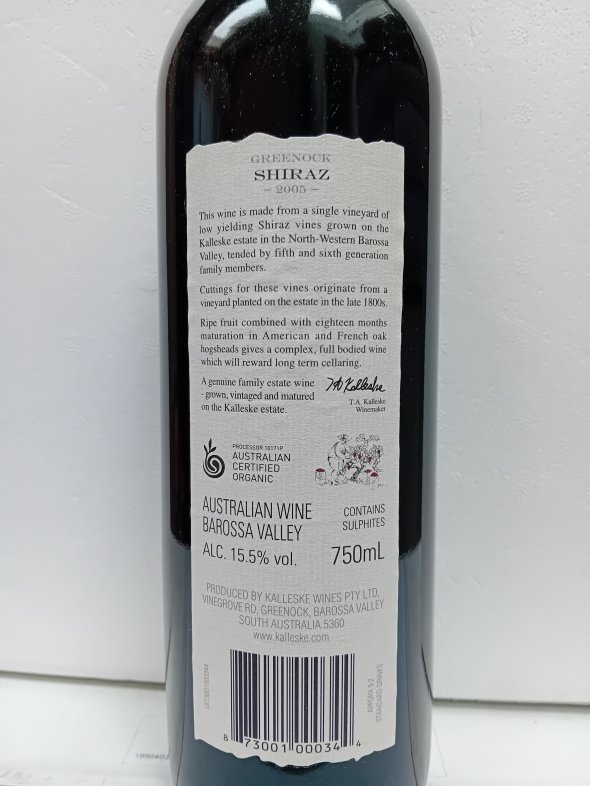 Kalleske Greenock Basket Pressed Shiraz signed by chief wine maker & owner Troy Kalleske