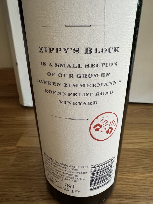 Two Hands, Zippy's Block Roennfeldt Road Shiraz, Barossa Valley