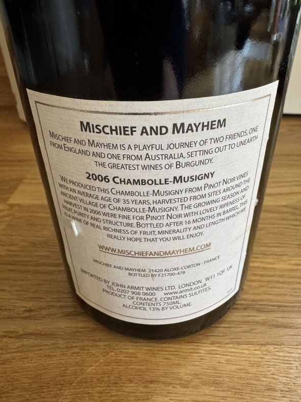 Mischief and Mayhem, Chambolle-Musigny