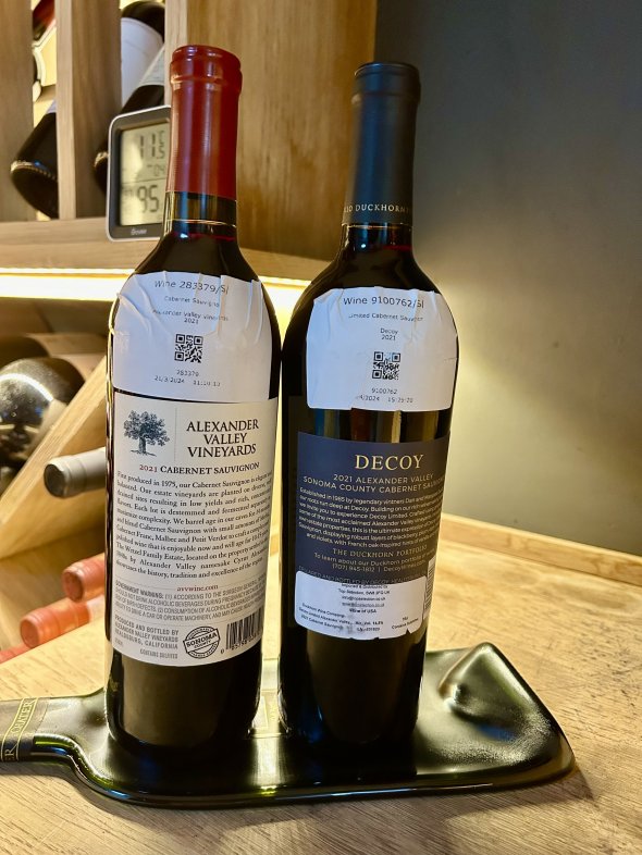 Two Sonoma Country, Alexander Valley, Cabernet Sauvignon wines. 