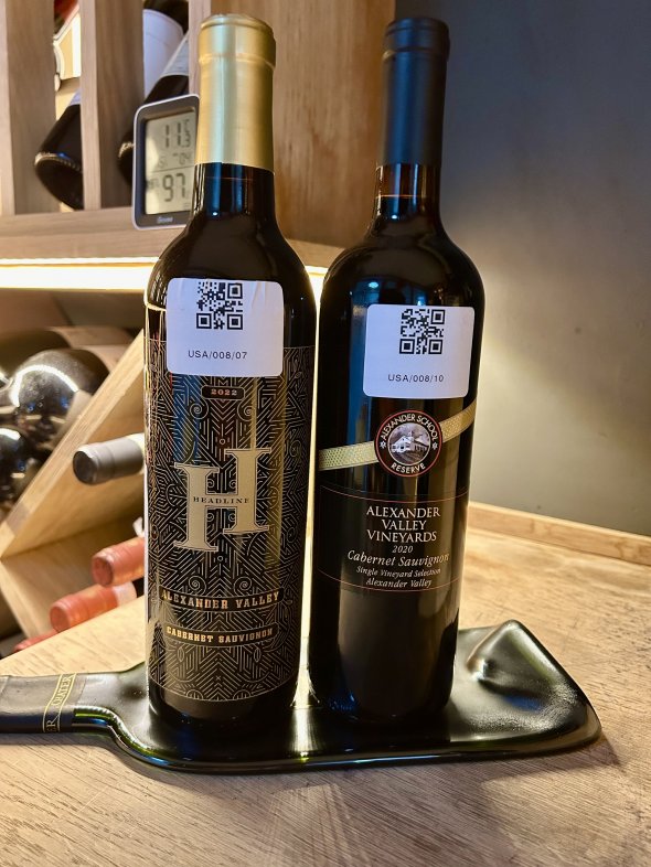 Two Sonoma County, Alexander Valley Cabernet Sauvignon wines, 2020 & 2022