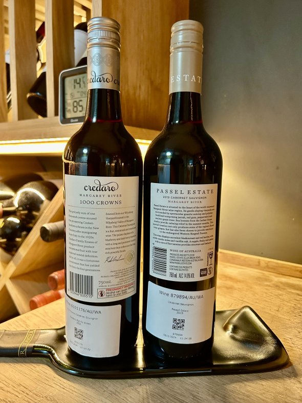 Two Margaret River, Cabernet Sauvignon, Credaro 1000 Crowns 2021 and Passel Estate 2019