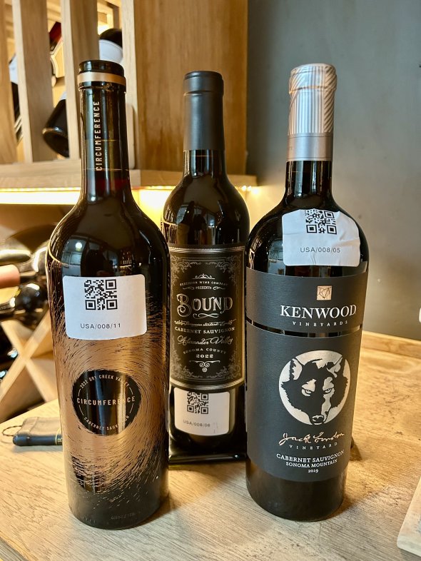 Three Sonoma Cabernet Sauvignon 2022, 2019 - Kenwood Jack London, Precision Bound and Circumference