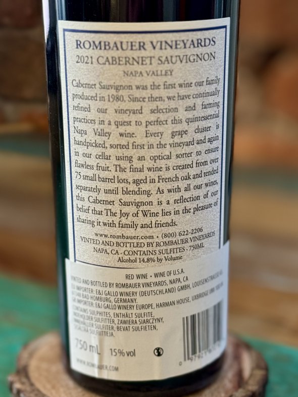 Rombauer Vineyards, Cabernet Sauvignon, Napa Valley