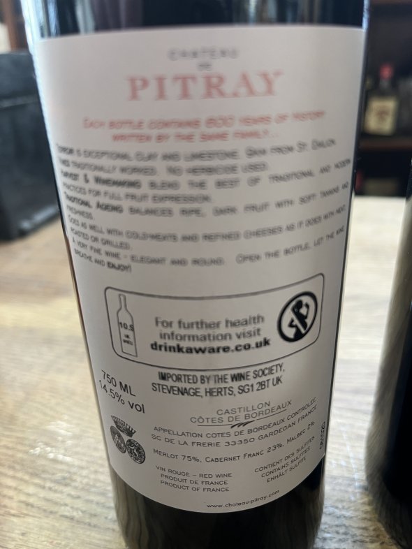 Madame, Chateau de Pitray, Castillon-Cotes de Bordeaux 2017 