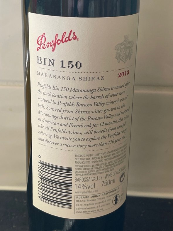 Penfolds, Bin 150 Marananga Shiraz, Barossa Valley