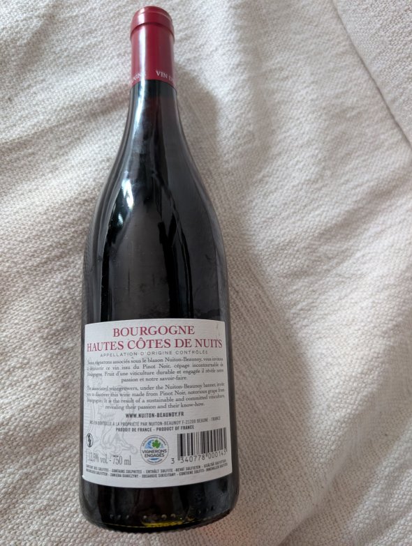 Nuiton-Beaunoy Bourgogne Hautes Cotes de Nuits