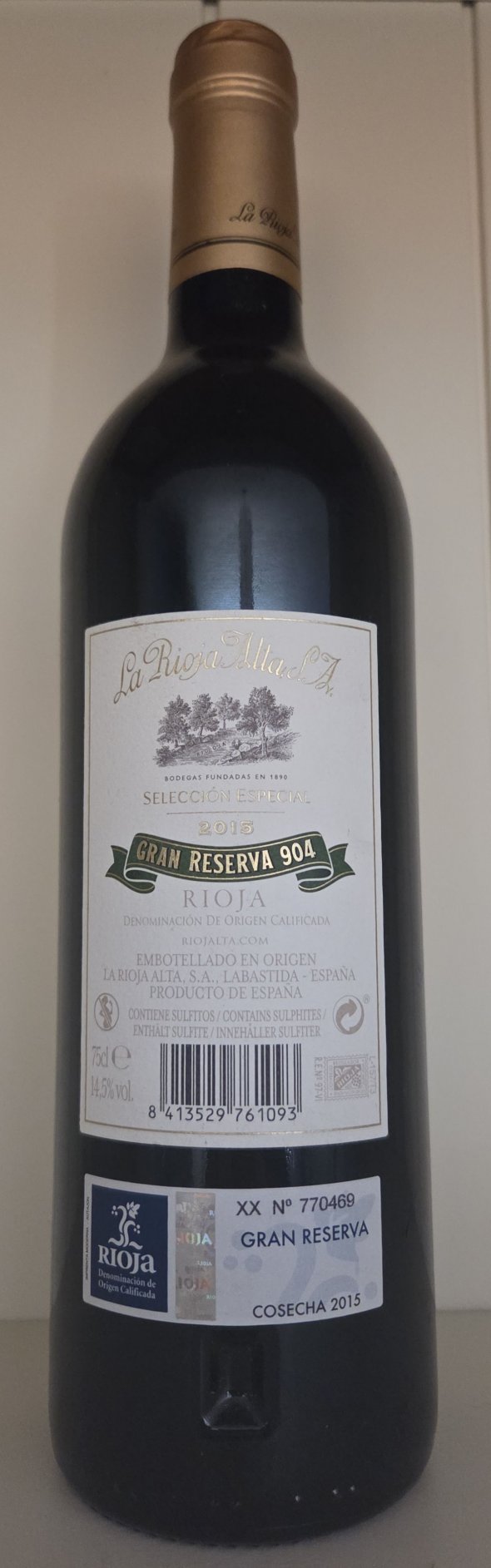 La Rioja Alta, 904 Gran Reserva, Rioja