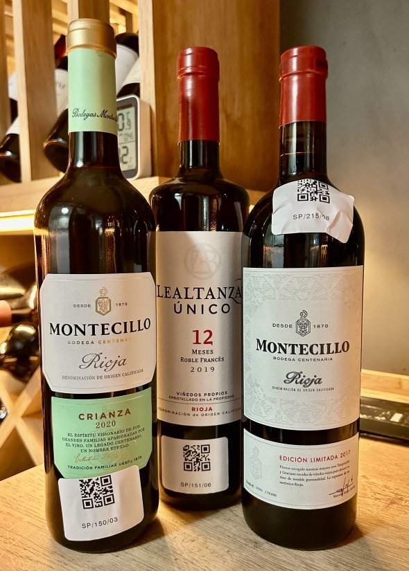 Three Rioja - Lealtanza Unico 12 Meses Roble Frances 2019, Montecillo Edicion Limitada 2017, Montecillo 