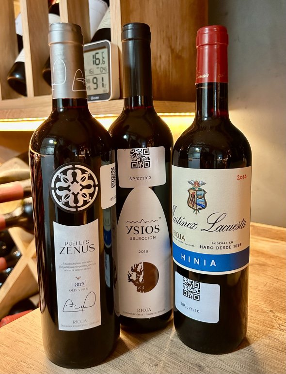 Three Rioja - Ysios 2018, Martinez Lacuesta Hinia 2014, Puelles Zenus 