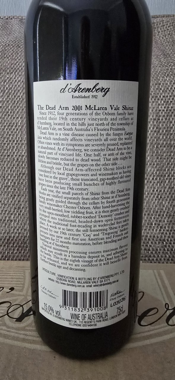 d Arenberg, The Dead Arm Shiraz, McLaren Vale
