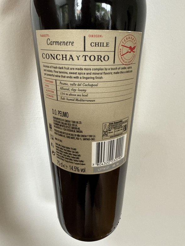Concha Y Toro, Terrunyo Carmenere, Aconcagua