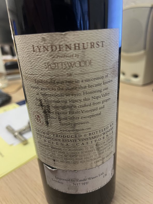 Spottswoode, Lyndenhurst Cabernet Sauvignon, Napa Valley 
