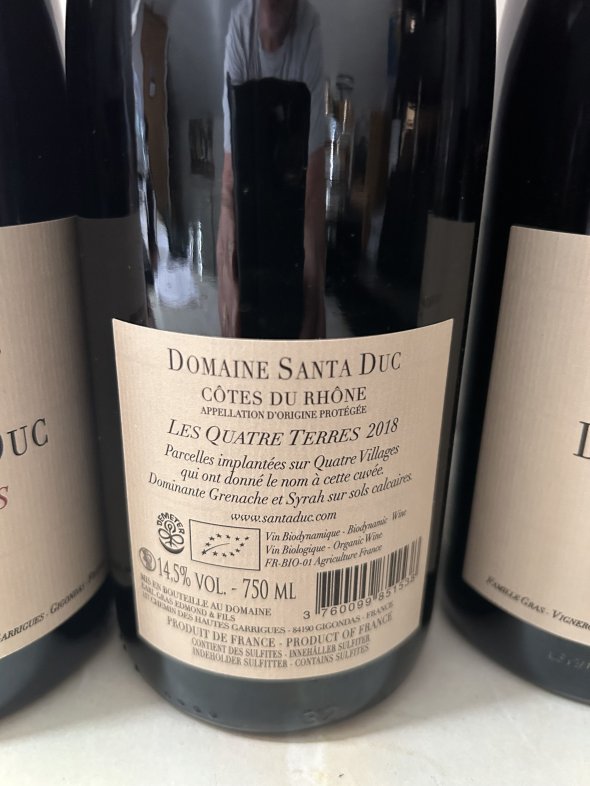 C&ocirc;tes du Rh&ocirc;ne Rouge  Les Quatre Terres  Santa Duc 