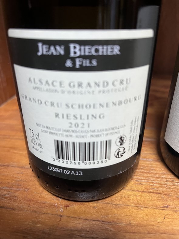 Jean Biecher, Schoenenbourg Grand Cru Riesling, Alsace, Frankrike