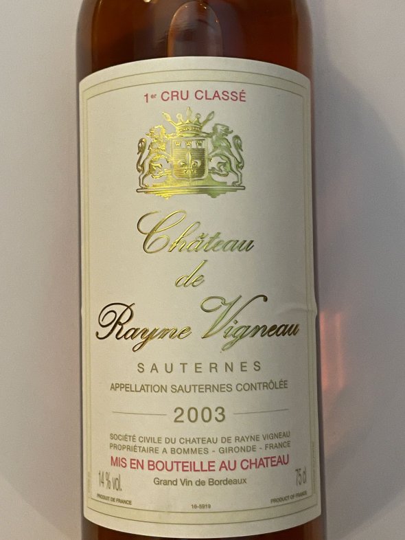 Chateau de Rayne Vigneau Premier Cru Classe, Sauternes
